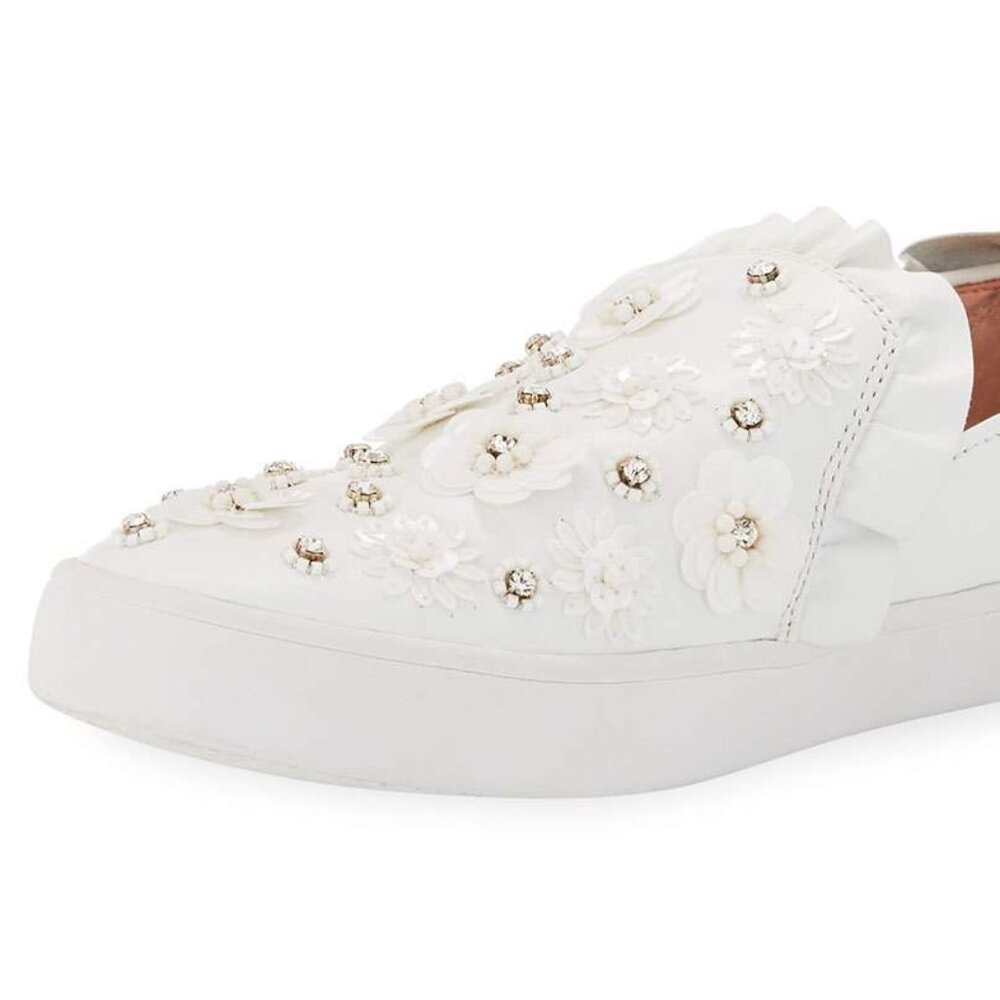 Kate Spade NEW Sneakers Embellished Leather Slip-on  White Women's 9.5 NIB - Picture 5 of 17